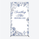 Aperturee - Aperturee Something Blue Before I Do Rectangle Backdrop for Bridal Shower and Bachelorette Elegant Floral Party Decor